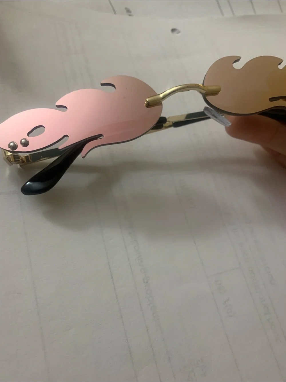 Women’s Flame Rimless Sunglasses - Pink Lenses